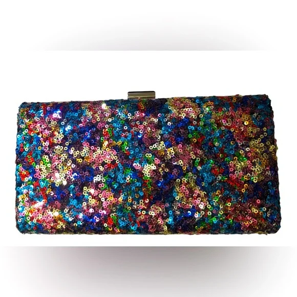 Glitzy Womens Clutch Handbag with Chain - Picture 2 of 6
